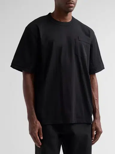 Sacai Men's Nylon Twill x Cotton Jersey T-Shirt - Black - Size XL | Thumbnail 4 Sacai Men's Nylon Twill x Cotton Jersey T-Shirt - Black - Size XL | Thumbnail 4