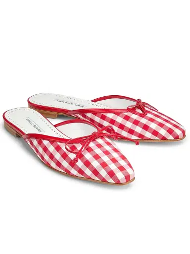 Manolo Blahnik Women's Camperinew Gingham Bow-Detail Mules | Thumbnail 2 Manolo Blahnik Women's Camperinew Gingham Bow-Detail Mules | Thumbnail 2