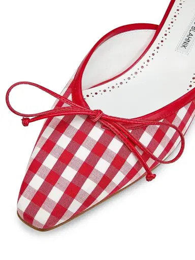 Manolo Blahnik Women's Camperinew Gingham Bow-Detail Mules | Thumbnail 5 Manolo Blahnik Women's Camperinew Gingham Bow-Detail Mules | Thumbnail 5