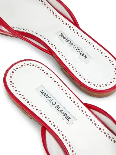 Manolo Blahnik Women's Camperinew Gingham Bow-Detail Mules | Thumbnail 6 Manolo Blahnik Women's Camperinew Gingham Bow-Detail Mules | Thumbnail 6