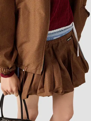 Miu Miu Women's Pleated Gingham Check Mini Skirt - Brown | Thumbnail 4 Miu Miu Women's Pleated Gingham Check Mini Skirt - Brown | Thumbnail 4