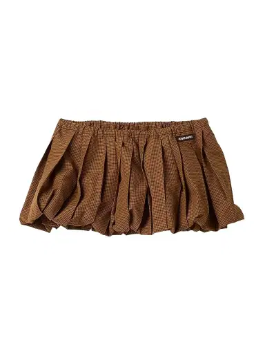 Miu Miu Women's Pleated Gingham Check Mini Skirt - Brown | Thumbnail 1 Miu Miu Women's Pleated Gingham Check Mini Skirt - Brown | Thumbnail 1