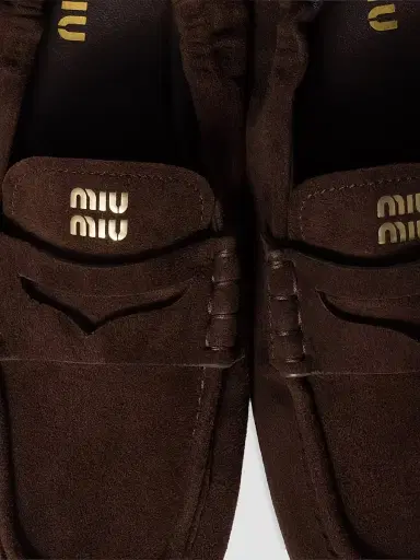 Miu Miu Women's Ruches Suede Loafers - Dark Brown | Thumbnail 4 Miu Miu Women's Ruches Suede Loafers - Dark Brown | Thumbnail 4