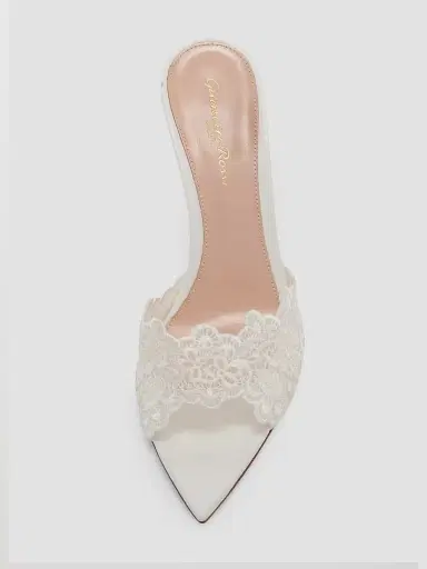 Gianvito Rossi Women's Yvonne 85MM Mesh Lace & Leather Mule Sandals - White | Thumbnail 4 Gianvito Rossi Women's Yvonne 85MM Mesh Lace & Leather Mule Sandals - White | Thumbnail 4