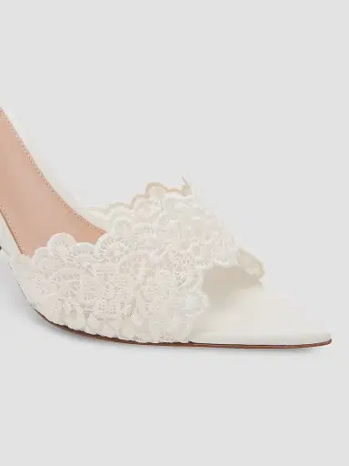 Gianvito Rossi Women's Yvonne 85MM Mesh Lace & Leather Mule Sandals - White | Thumbnail 5 Gianvito Rossi Women's Yvonne 85MM Mesh Lace & Leather Mule Sandals - White | Thumbnail 5