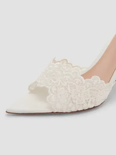 Gianvito Rossi Women's Yvonne 85MM Mesh Lace & Leather Mule Sandals - White | Thumbnail 7 Gianvito Rossi Women's Yvonne 85MM Mesh Lace & Leather Mule Sandals - White | Thumbnail 7