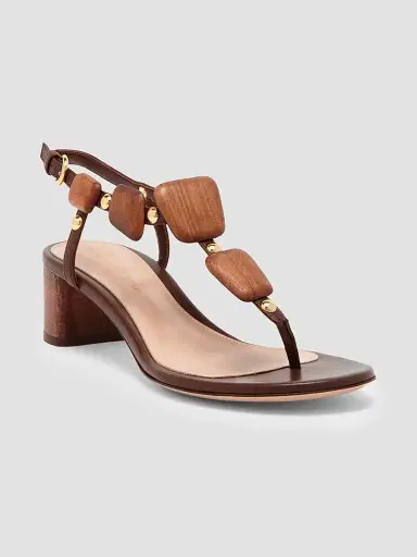 Gianvito Rossi Women's 45MM Beaded Leather Sandals - Brown | Thumbnail 2 Gianvito Rossi Women's 45MM Beaded Leather Sandals - Brown | Thumbnail 2