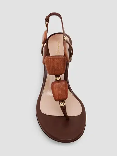 Gianvito Rossi Women's 45MM Beaded Leather Sandals - Brown | Thumbnail 4 Gianvito Rossi Women's 45MM Beaded Leather Sandals - Brown | Thumbnail 4