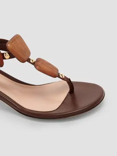 Gianvito Rossi Women's 45MM Beaded Leather Sandals - Brown | Thumbnail 5 Gianvito Rossi Women's 45MM Beaded Leather Sandals - Brown | Thumbnail 5