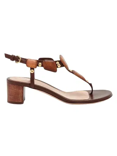 Gianvito Rossi Women's 45MM Beaded Leather Sandals - Brown | Thumbnail 1 Gianvito Rossi Women's 45MM Beaded Leather Sandals - Brown | Thumbnail 1