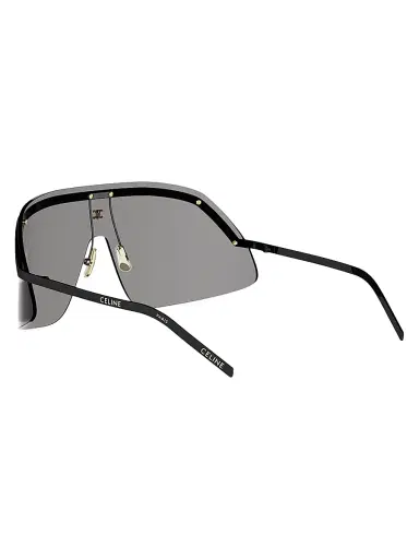 CELINE Women's Morning Shade Shield Sunglasses - Shiny Black Smoke | Thumbnail 4 CELINE Women's Morning Shade Shield Sunglasses - Shiny Black Smoke | Thumbnail 4