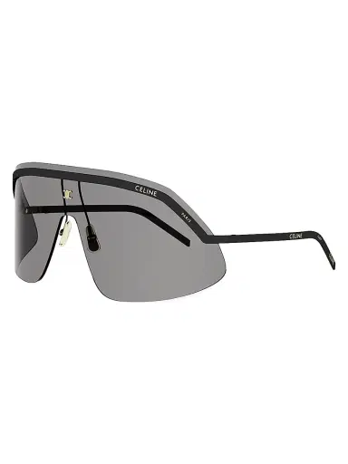 CELINE Women's Morning Shade Shield Sunglasses - Shiny Black Smoke | Thumbnail 1 CELINE Women's Morning Shade Shield Sunglasses - Shiny Black Smoke | Thumbnail 1