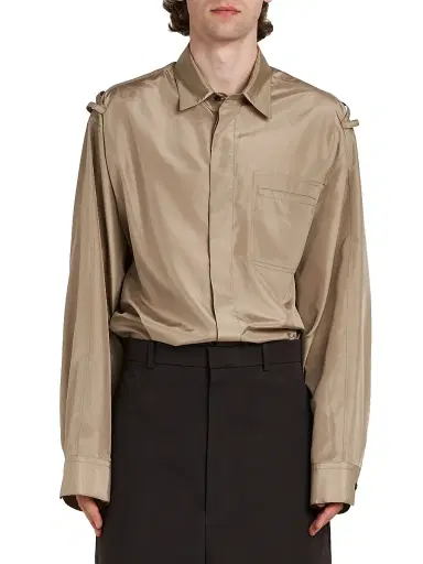 Bottega Veneta Men's Washed Silk Taffeta Overshirt | Thumbnail 3 Bottega Veneta Men's Washed Silk Taffeta Overshirt | Thumbnail 3