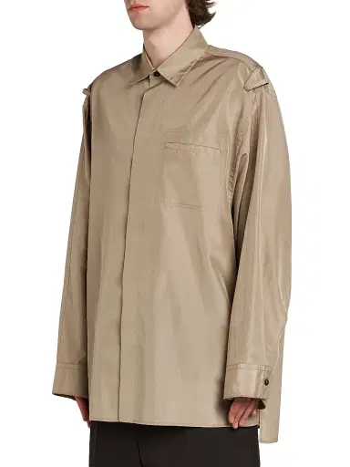 Bottega Veneta Men's Washed Silk Taffeta Overshirt | Thumbnail 4 Bottega Veneta Men's Washed Silk Taffeta Overshirt | Thumbnail 4