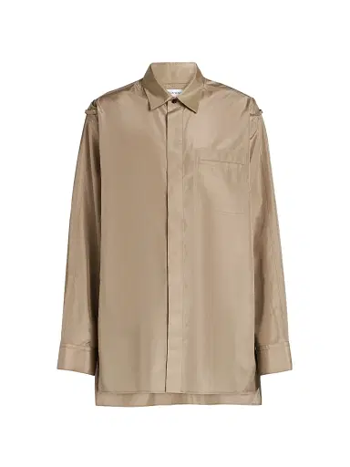 Bottega Veneta Men's Washed Silk Taffeta Overshirt | Thumbnail 1 Bottega Veneta Men's Washed Silk Taffeta Overshirt | Thumbnail 1