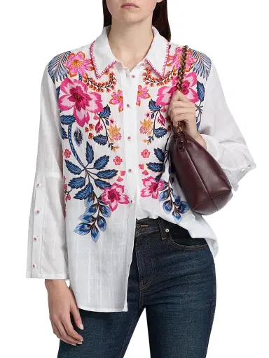 Johnny Was Women's Lirielle Floral Button-Front Shirt - Lirelle - Size XL | Thumbnail 3 Johnny Was Women's Lirielle Floral Button-Front Shirt - Lirelle - Size XL | Thumbnail 3