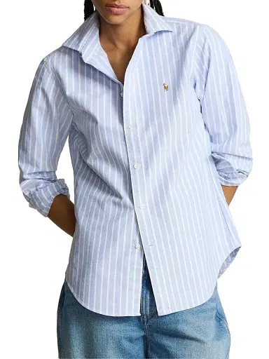 Polo Ralph Lauren Women's Slim-Fit Striped Oxford Shirt - Harbor Island Blue White | Thumbnail 3 Polo Ralph Lauren Women's Slim-Fit Striped Oxford Shirt - Harbor Island Blue White | Thumbnail 3