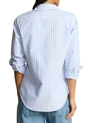 Polo Ralph Lauren Women's Slim-Fit Striped Oxford Shirt - Harbor Island Blue White | Thumbnail 5 Polo Ralph Lauren Women's Slim-Fit Striped Oxford Shirt - Harbor Island Blue White | Thumbnail 5