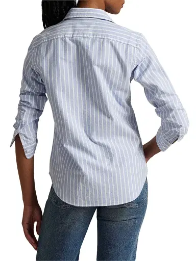 Polo Ralph Lauren Women's Slim-Fit Striped Oxford Shirt - Harbor Island Blue White | Thumbnail 6 Polo Ralph Lauren Women's Slim-Fit Striped Oxford Shirt - Harbor Island Blue White | Thumbnail 6