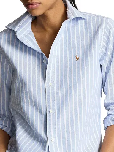 Polo Ralph Lauren Women's Slim-Fit Striped Oxford Shirt - Harbor Island Blue White | Thumbnail 7 Polo Ralph Lauren Women's Slim-Fit Striped Oxford Shirt - Harbor Island Blue White | Thumbnail 7