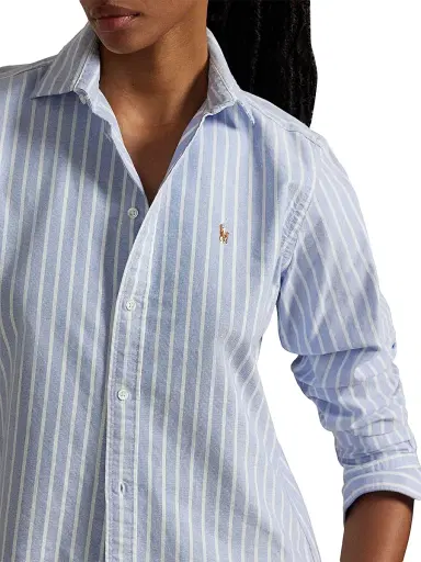 Polo Ralph Lauren Women's Slim-Fit Striped Oxford Shirt - Harbor Island Blue White | Thumbnail 8 Polo Ralph Lauren Women's Slim-Fit Striped Oxford Shirt - Harbor Island Blue White | Thumbnail 8