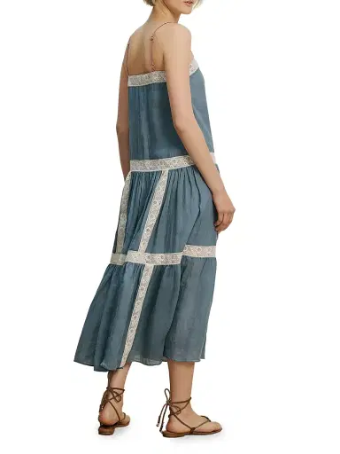 Veronica Beard Women's Mazarine Tiered Midi-Dress - Blue Steel - Size 16 | Thumbnail 4 Veronica Beard Women's Mazarine Tiered Midi-Dress - Blue Steel - Size 16 | Thumbnail 4