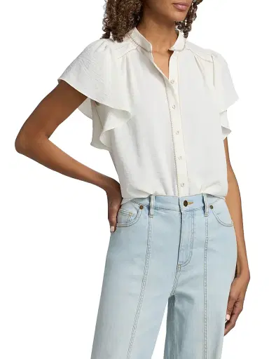 Ramy Brook Women's Aurora Flutter-Sleeve Top - | Thumbnail 3 Ramy Brook Women's Aurora Flutter-Sleeve Top - | Thumbnail 3