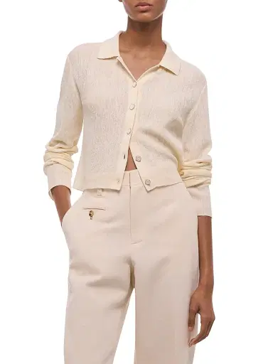 Helmut Lang Women's Raw Edge Linen-Blend Knit Cardigan | Thumbnail 6 Helmut Lang Women's Raw Edge Linen-Blend Knit Cardigan | Thumbnail 6