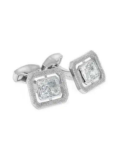 Tateossian Men's RT Rhodium-Plated Stainless Steel & Cubic Zirconia Halo Cufflinks | Thumbnail 1 Tateossian Men's RT Rhodium-Plated Stainless Steel & Cubic Zirconia Halo Cufflinks | Thumbnail 1