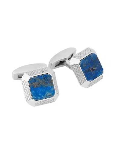 Tateossian Men's Lapis & Rhodium-Plated Sterling Silver Signature Octagon Cufflinks - Blue | Thumbnail 1 Tateossian Men's Lapis & Rhodium-Plated Sterling Silver Signature Octagon Cufflinks - Blue | Thumbnail 1