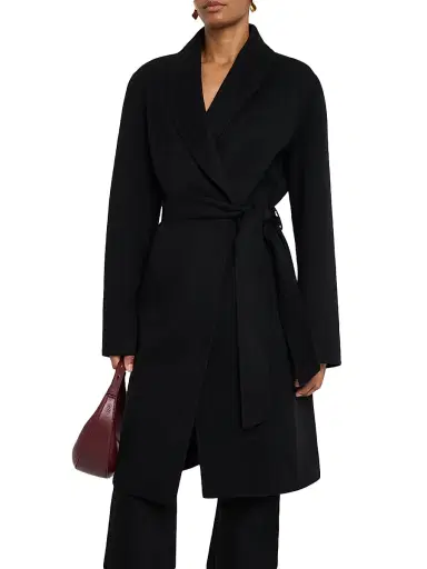 Sofia Cashmere Women's Double-Face Wool-Cashmere Wrap Coat - Black | Thumbnail 3 Sofia Cashmere Women's Double-Face Wool-Cashmere Wrap Coat - Black | Thumbnail 3