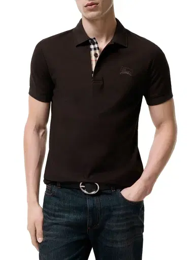 Burberry Men's Eddie Cotton Piqué Slim-Fit Polo Shirt - Clove Brown | Thumbnail 2 Burberry Men's Eddie Cotton Piqué Slim-Fit Polo Shirt - Clove Brown | Thumbnail 2