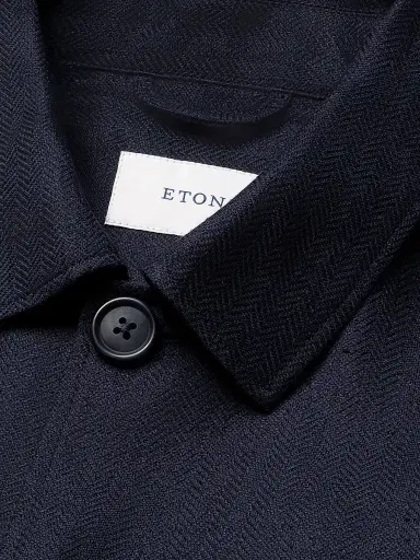 Eton Men's Herringbone Linen-Blend Shirt Jacket - Navy | Thumbnail 2 Eton Men's Herringbone Linen-Blend Shirt Jacket - Navy | Thumbnail 2