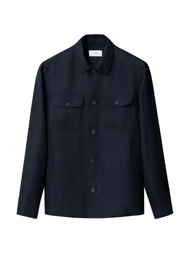 Eton Men's Herringbone Linen-Blend Shirt Jacket - Navy | Thumbnail 1 Eton Men's Herringbone Linen-Blend Shirt Jacket - Navy | Thumbnail 1