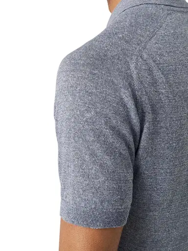 Eton Men's Linen-Cotton Fine Knit Polo Shirt - Dark Blue | Thumbnail 5 Eton Men's Linen-Cotton Fine Knit Polo Shirt - Dark Blue | Thumbnail 5