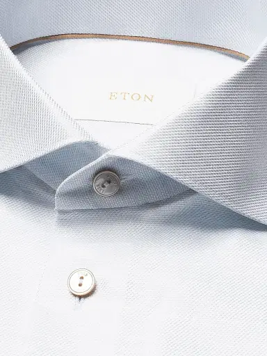 Eton Men's Contemporary Fit Textured Cotton-Linen Shirt - Light Blue | Thumbnail 5 Eton Men's Contemporary Fit Textured Cotton-Linen Shirt - Light Blue | Thumbnail 5