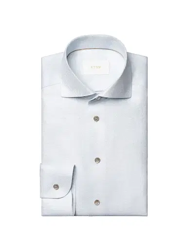 Eton Men's Contemporary Fit Textured Cotton-Linen Shirt - Light Blue | Thumbnail 1 Eton Men's Contemporary Fit Textured Cotton-Linen Shirt - Light Blue | Thumbnail 1