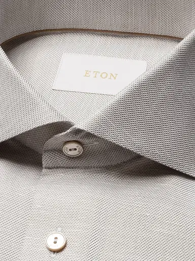 Eton Men's Contemporary Fit Textured Cotton-Linen Shirt | Thumbnail 3 Eton Men's Contemporary Fit Textured Cotton-Linen Shirt | Thumbnail 3