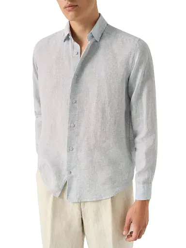 Eton Men's Linen Long-Sleeve Shirt - Light Blue | Thumbnail 3 Eton Men's Linen Long-Sleeve Shirt - Light Blue | Thumbnail 3