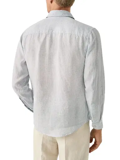 Eton Men's Linen Long-Sleeve Shirt - Light Blue | Thumbnail 4 Eton Men's Linen Long-Sleeve Shirt - Light Blue | Thumbnail 4