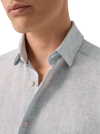 Eton Men's Linen Long-Sleeve Shirt - Light Blue | Thumbnail 5 Eton Men's Linen Long-Sleeve Shirt - Light Blue | Thumbnail 5