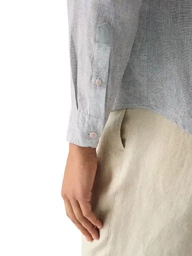 Eton Men's Linen Long-Sleeve Shirt - Light Blue | Thumbnail 6 Eton Men's Linen Long-Sleeve Shirt - Light Blue | Thumbnail 6