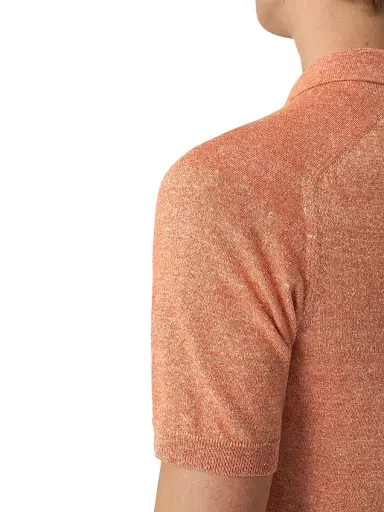 Eton Men's Linen-Cotton Fine Knit Polo Shirt - Orange | Thumbnail 5 Eton Men's Linen-Cotton Fine Knit Polo Shirt - Orange | Thumbnail 5