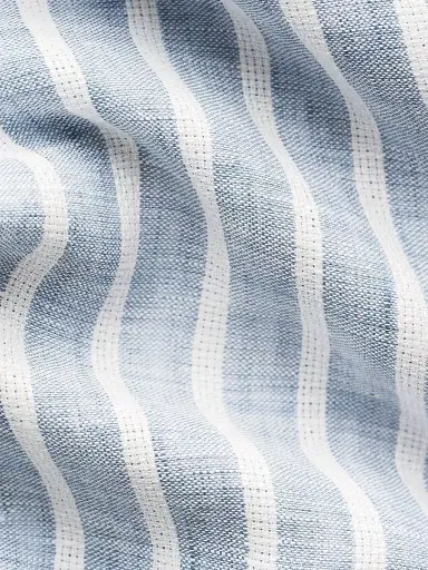 Eton Men's Structure Striped Linen Button-Front Shirt - Mid Blue | Thumbnail 8 Eton Men's Structure Striped Linen Button-Front Shirt - Mid Blue | Thumbnail 8