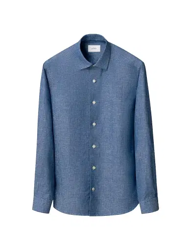 Eton Men's Linen Long-Sleeve Shirt - Dark Blue | Thumbnail 2 Eton Men's Linen Long-Sleeve Shirt - Dark Blue | Thumbnail 2