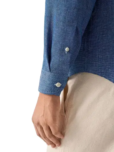 Eton Men's Linen Long-Sleeve Shirt - Dark Blue | Thumbnail 6 Eton Men's Linen Long-Sleeve Shirt - Dark Blue | Thumbnail 6