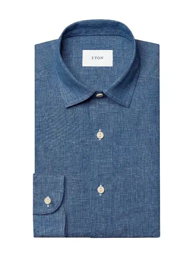 Eton Men's Linen Long-Sleeve Shirt - Dark Blue | Thumbnail 1 Eton Men's Linen Long-Sleeve Shirt - Dark Blue | Thumbnail 1