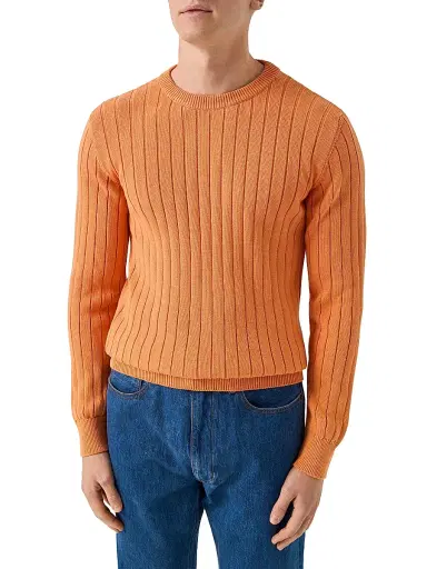 Eton Men's Knit Crewneck Sweater - Orange | Thumbnail 2 Eton Men's Knit Crewneck Sweater - Orange | Thumbnail 2