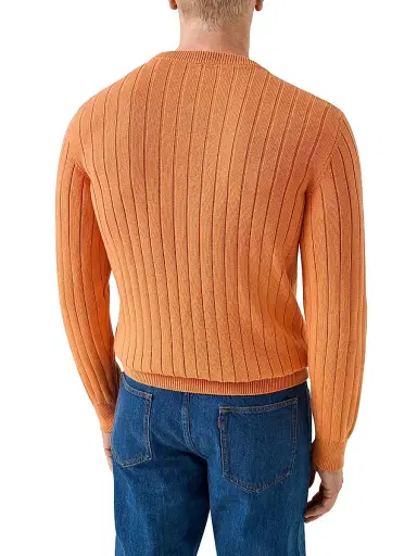 Eton Men's Knit Crewneck Sweater - Orange | Thumbnail 3 Eton Men's Knit Crewneck Sweater - Orange | Thumbnail 3