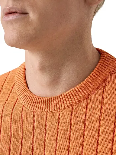 Eton Men's Knit Crewneck Sweater - Orange | Thumbnail 4 Eton Men's Knit Crewneck Sweater - Orange | Thumbnail 4